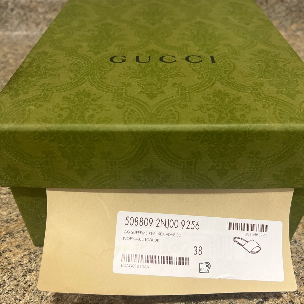 Authentic Gucci Supreme Real Sea Adventure Multicolor Kids Slide Size 38